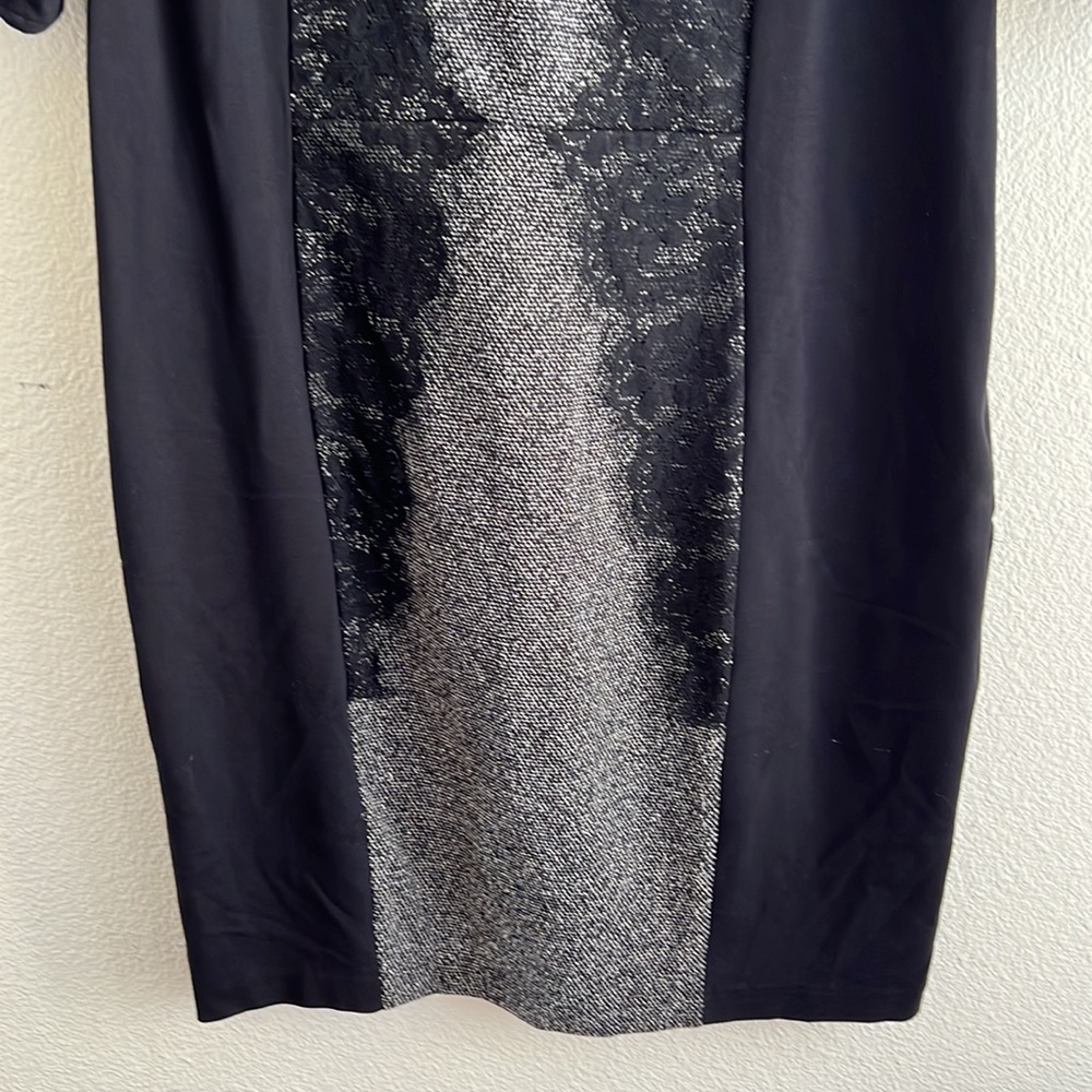 LANE BRYANT Black Ponte Knit Lace DRESS.  Size 16 - Picture 3 of 6